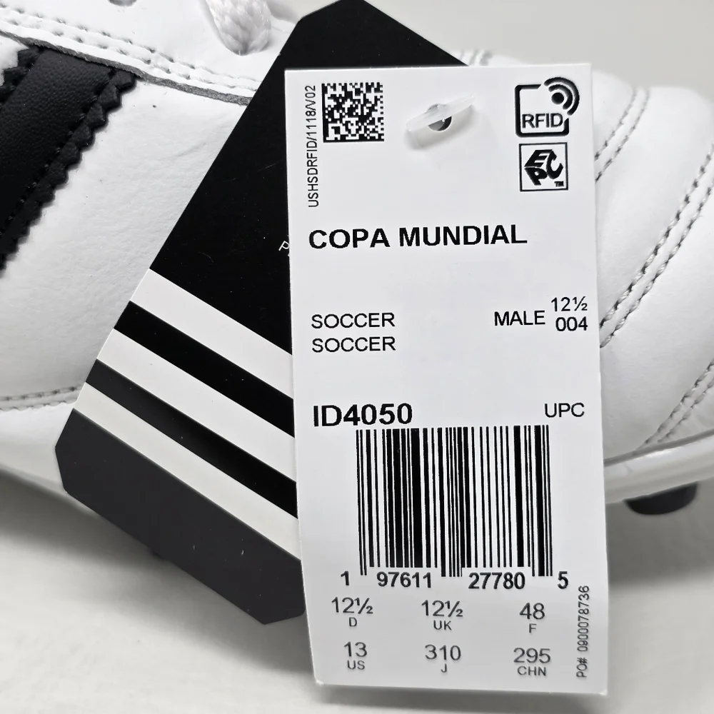 Adidas Copa Mundial Men’s Leather Soccer Cleats White Black Size 13 ID4050 New